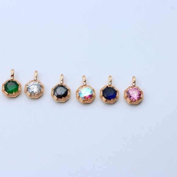 "Bold Black Gem Pendant in Rose Gold Octagon Setting, XPPT1389 - Picture 10 of 13